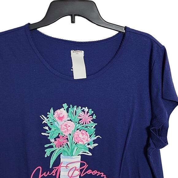 Croft & Barrow Dark Blue Floral Graphic Pajama Lounge Top, NWT, XL - Picture 3 of 5
